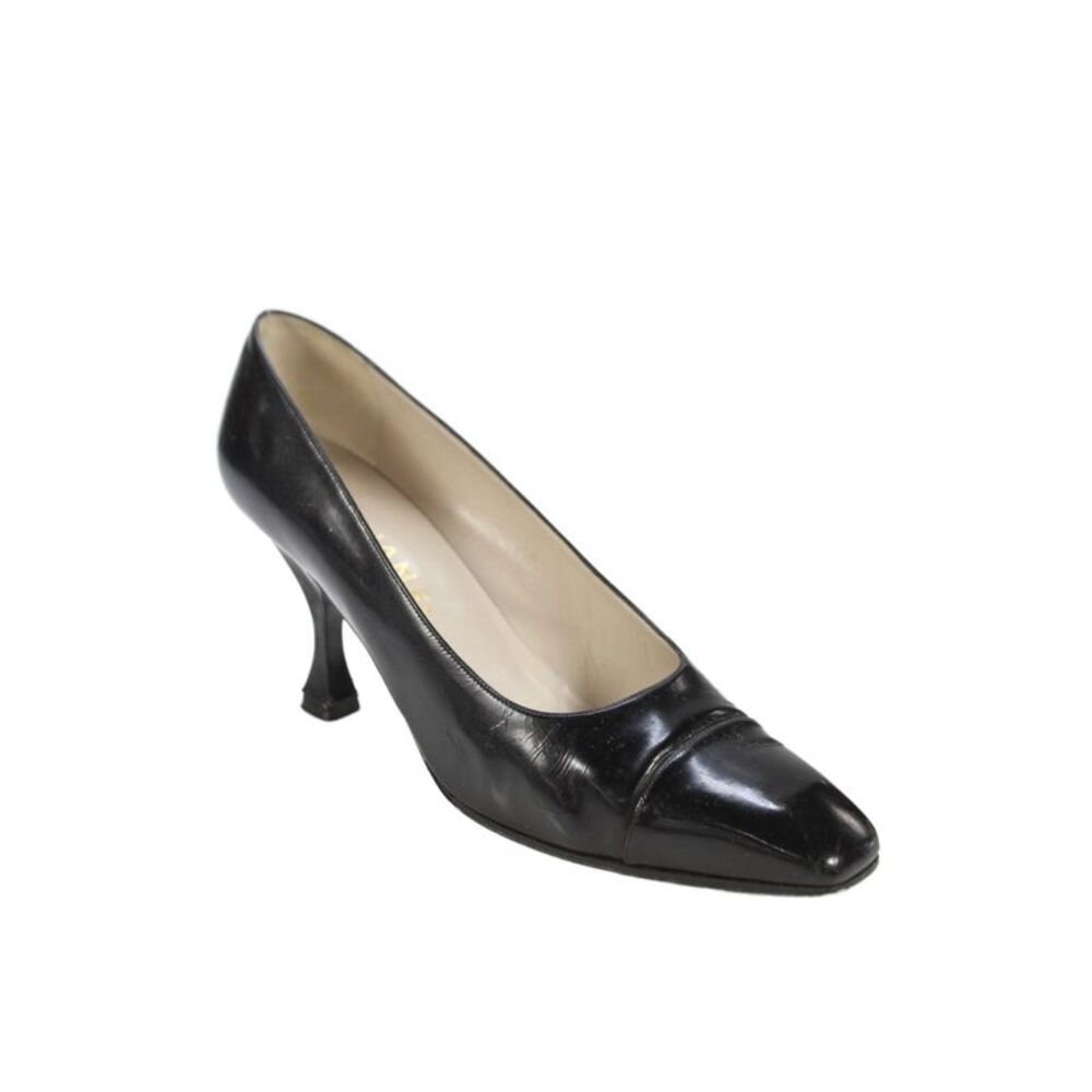 Chanel Womens Leather Pointed Toe High Heels Pumps Shoes Black Size 9.5